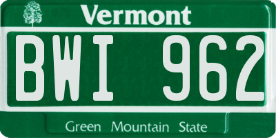 VT license plate BWI962