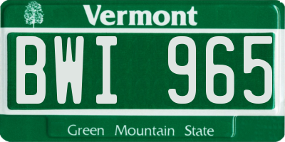 VT license plate BWI965