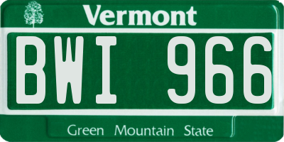 VT license plate BWI966