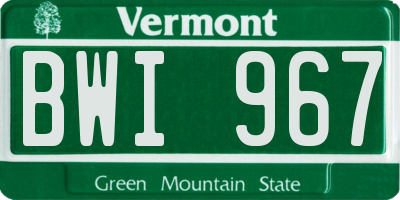 VT license plate BWI967
