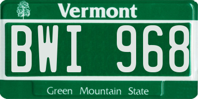 VT license plate BWI968