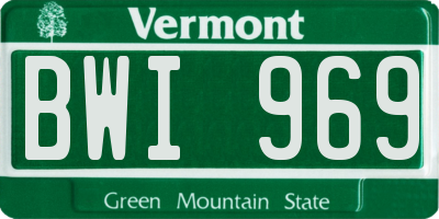 VT license plate BWI969