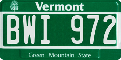 VT license plate BWI972