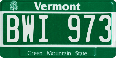 VT license plate BWI973