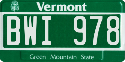 VT license plate BWI978