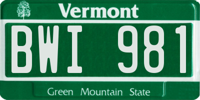VT license plate BWI981