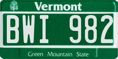 VT license plate BWI982