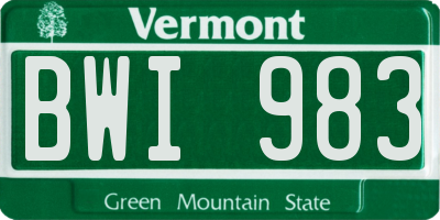 VT license plate BWI983