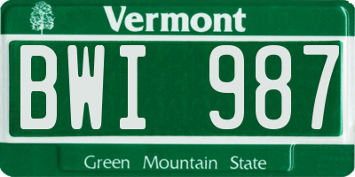 VT license plate BWI987