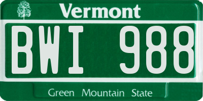 VT license plate BWI988