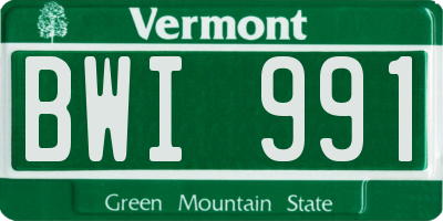 VT license plate BWI991