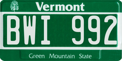 VT license plate BWI992