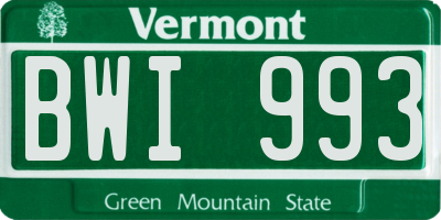VT license plate BWI993