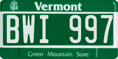 VT license plate BWI997