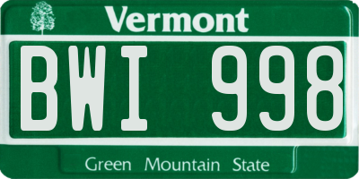 VT license plate BWI998