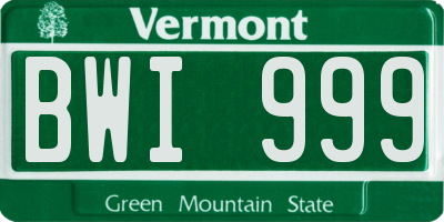 VT license plate BWI999