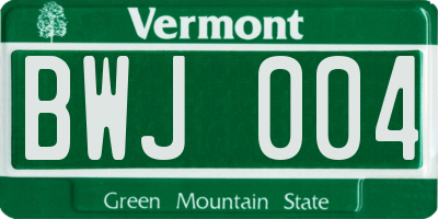 VT license plate BWJ004