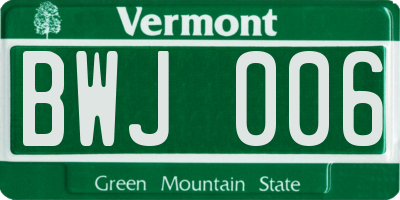 VT license plate BWJ006