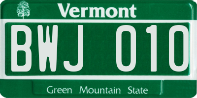 VT license plate BWJ010