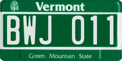 VT license plate BWJ011
