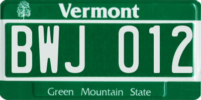 VT license plate BWJ012