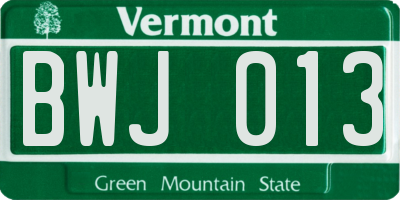 VT license plate BWJ013