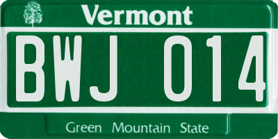 VT license plate BWJ014