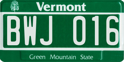 VT license plate BWJ016
