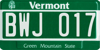 VT license plate BWJ017