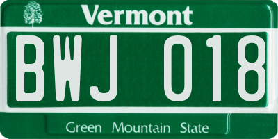 VT license plate BWJ018