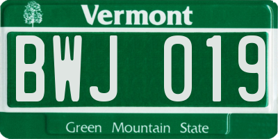 VT license plate BWJ019