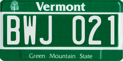 VT license plate BWJ021