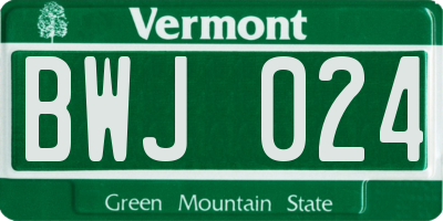 VT license plate BWJ024