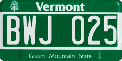 VT license plate BWJ025