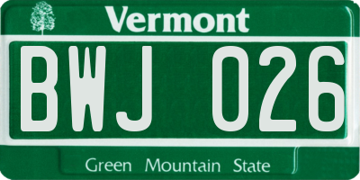 VT license plate BWJ026