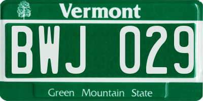 VT license plate BWJ029