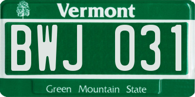 VT license plate BWJ031