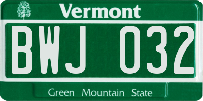 VT license plate BWJ032