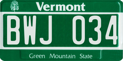 VT license plate BWJ034