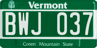 VT license plate BWJ037