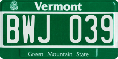 VT license plate BWJ039