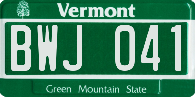 VT license plate BWJ041
