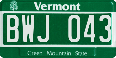 VT license plate BWJ043