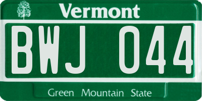 VT license plate BWJ044