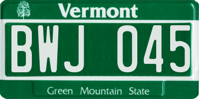 VT license plate BWJ045