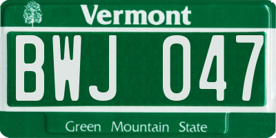VT license plate BWJ047