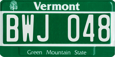 VT license plate BWJ048