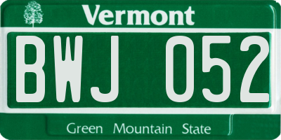 VT license plate BWJ052