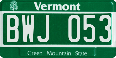 VT license plate BWJ053