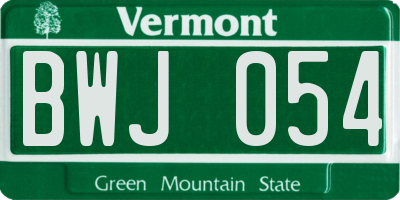 VT license plate BWJ054